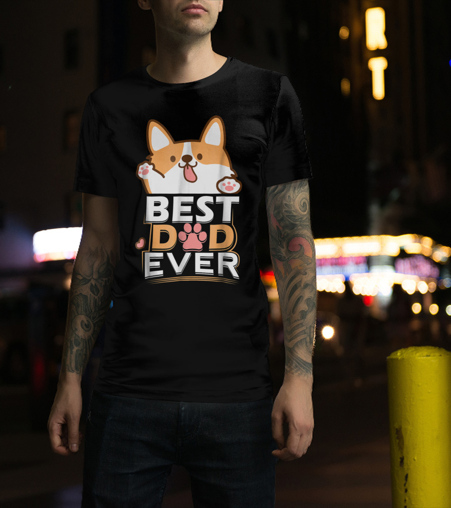 Best Dog Dad Ever Corgi Paws And Ears T-Shirt
