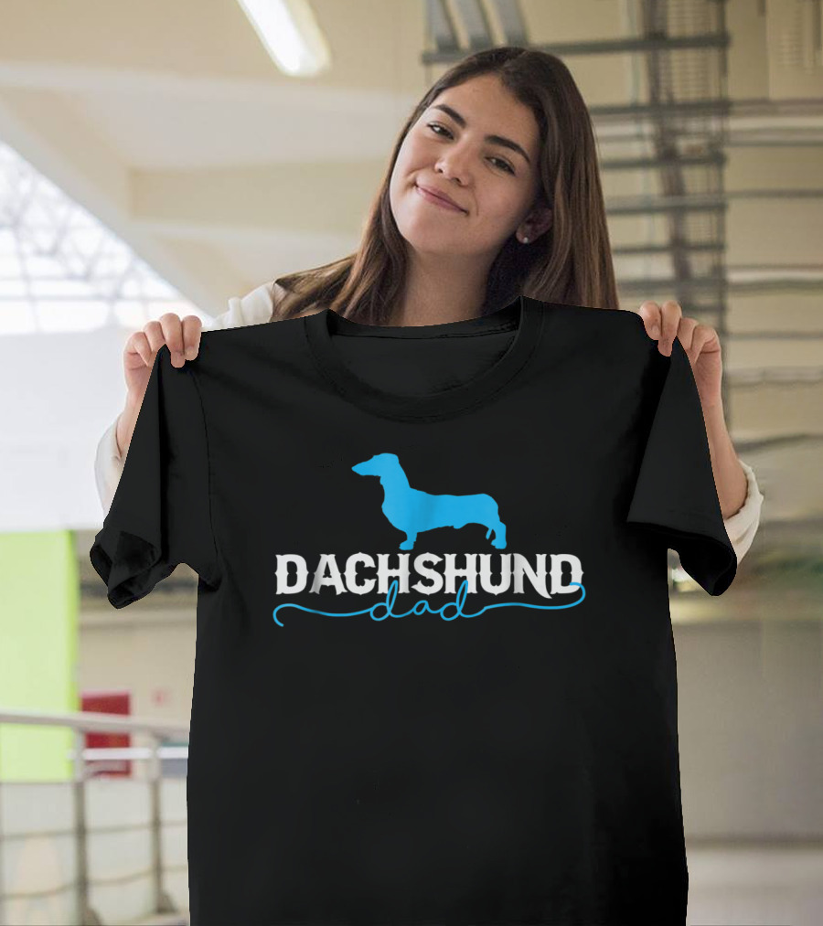 Dachshund Dad With Blue T-Shirt