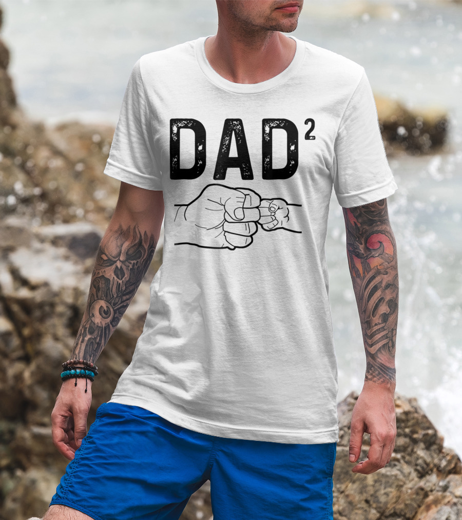 Dad Squared Fist Bump Baby Announcement T-Shirt