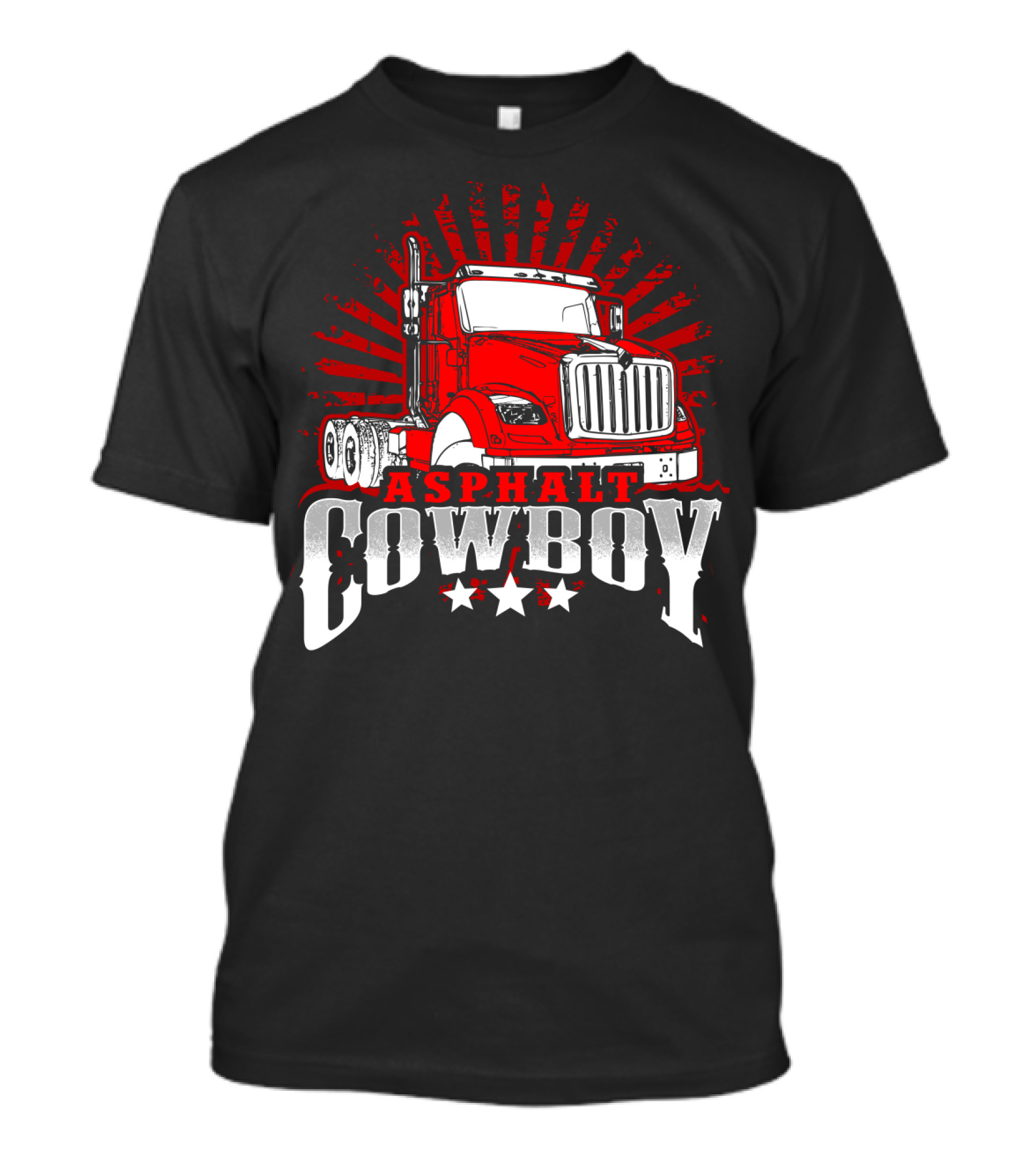 Asphalt Cowboy Red Truck Driver Dad Humor T-Shirt