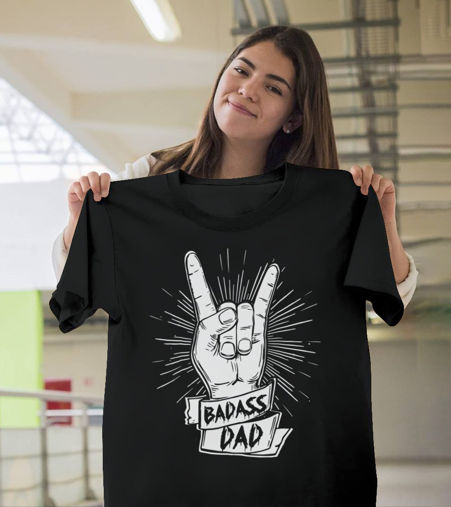 Badass Dad Father And Son Rock Hand Symbol Matching17 T-Shirt