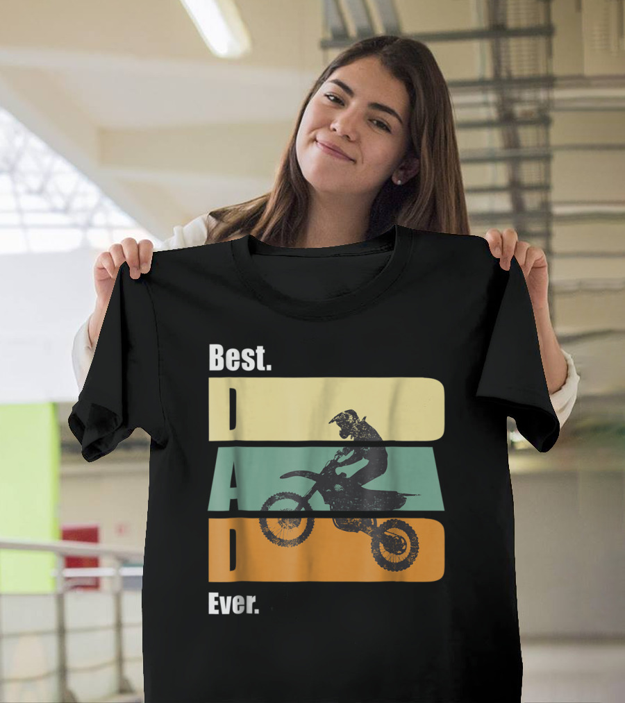 Best Motocross Dad Ever Funny For Fathers Retro Motorcycle Rider T-Shirt