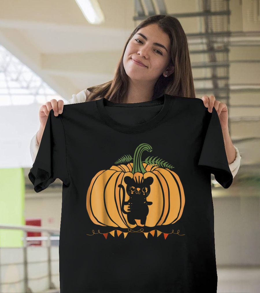 Cool Cat Halloween Pumpkin Dad Mom With Cute Cat Inside Pumpkin T-Shirt