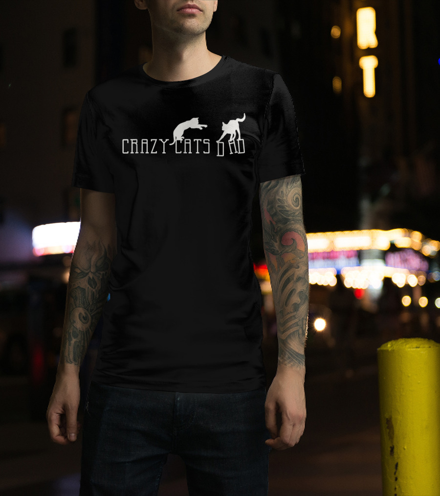 Crazy Cats Dad Fantasy Silhouette Animal Fun T-Shirt
