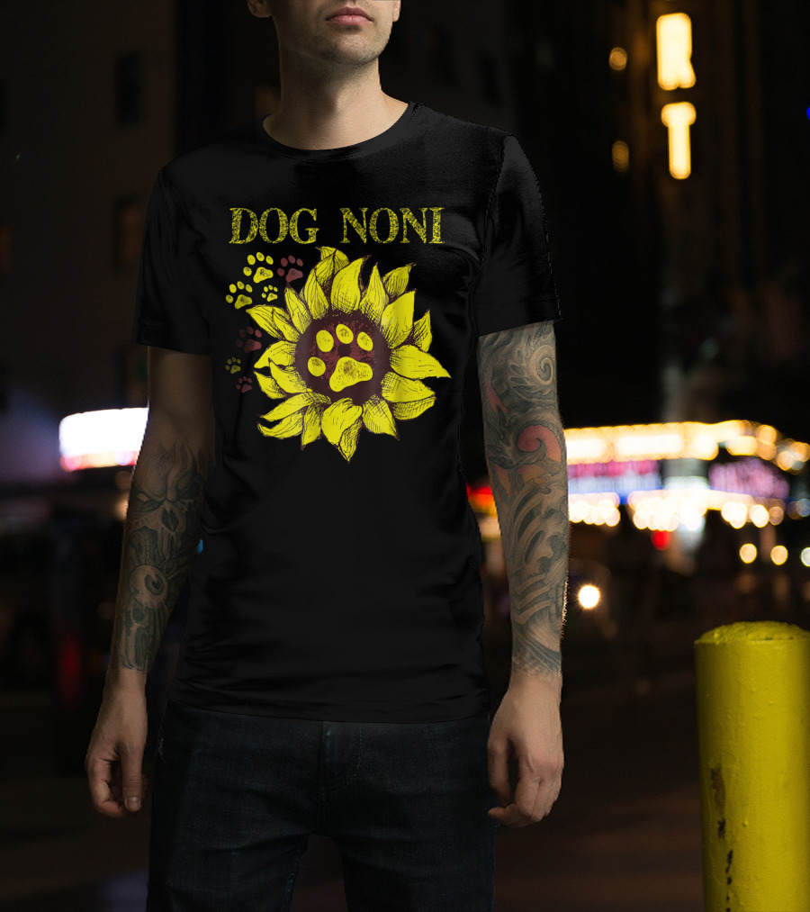 Dog Noni Sunflower Paw Prints T-Shirt