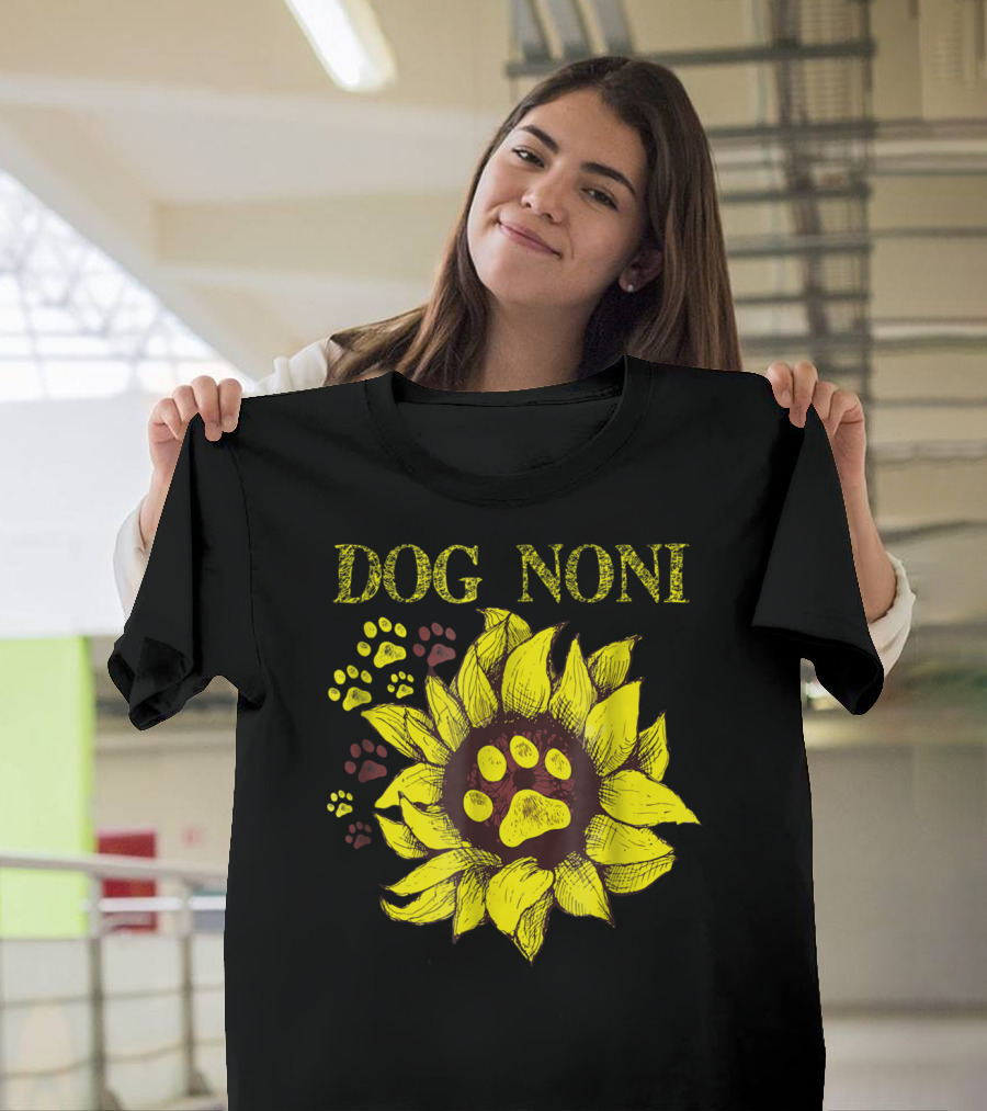 Dog Noni Sunflower Paw Prints T-Shirt