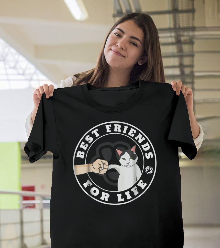 Best Friends For Life Cat Paw Fist Bump Fun T-Shirt