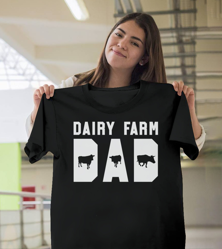 Dairy Farm Dad Funny Mens Cow Black12 T-Shirt