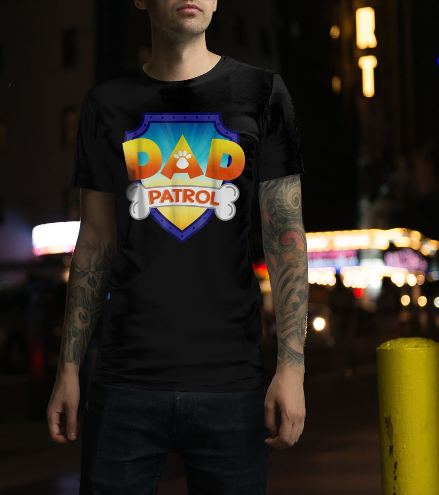 Paw Print Dad Patrol Shield Emblem T-Shirt