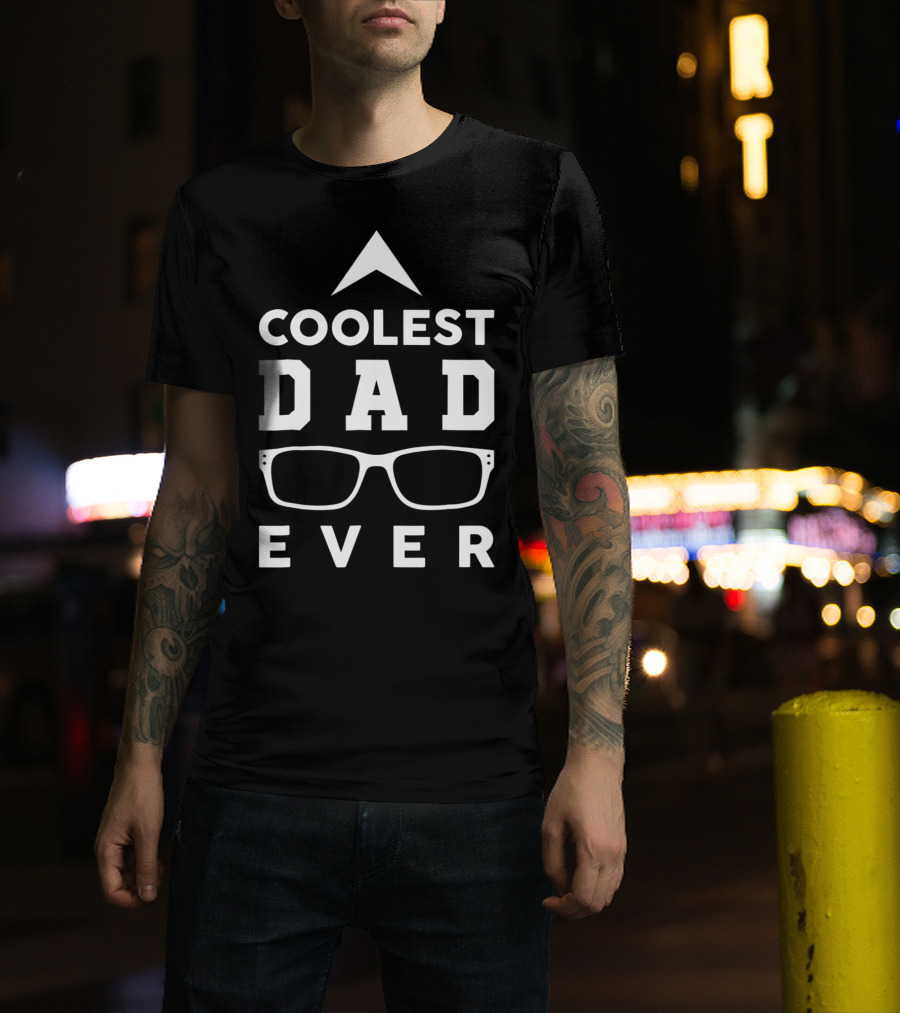 Coolest Dad Ever 15 Funny Glasses Arrow T-Shirt