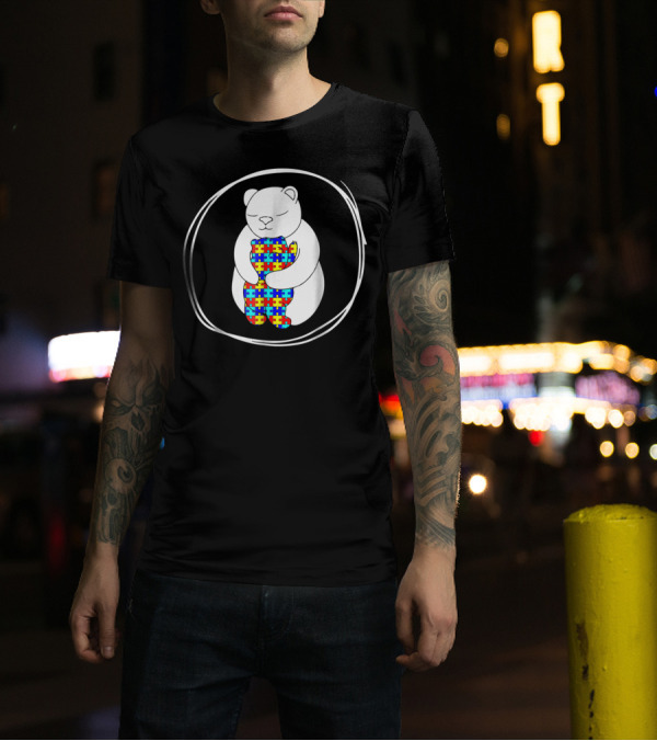Bear Holding Puzzle Piece Bear Autism Awareness T-Shirt
