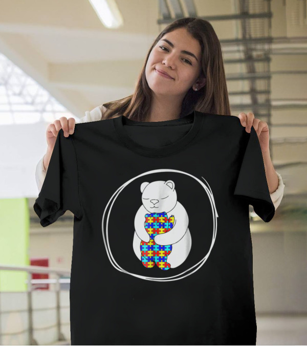 Bear Holding Puzzle Piece Bear Autism Awareness T-Shirt