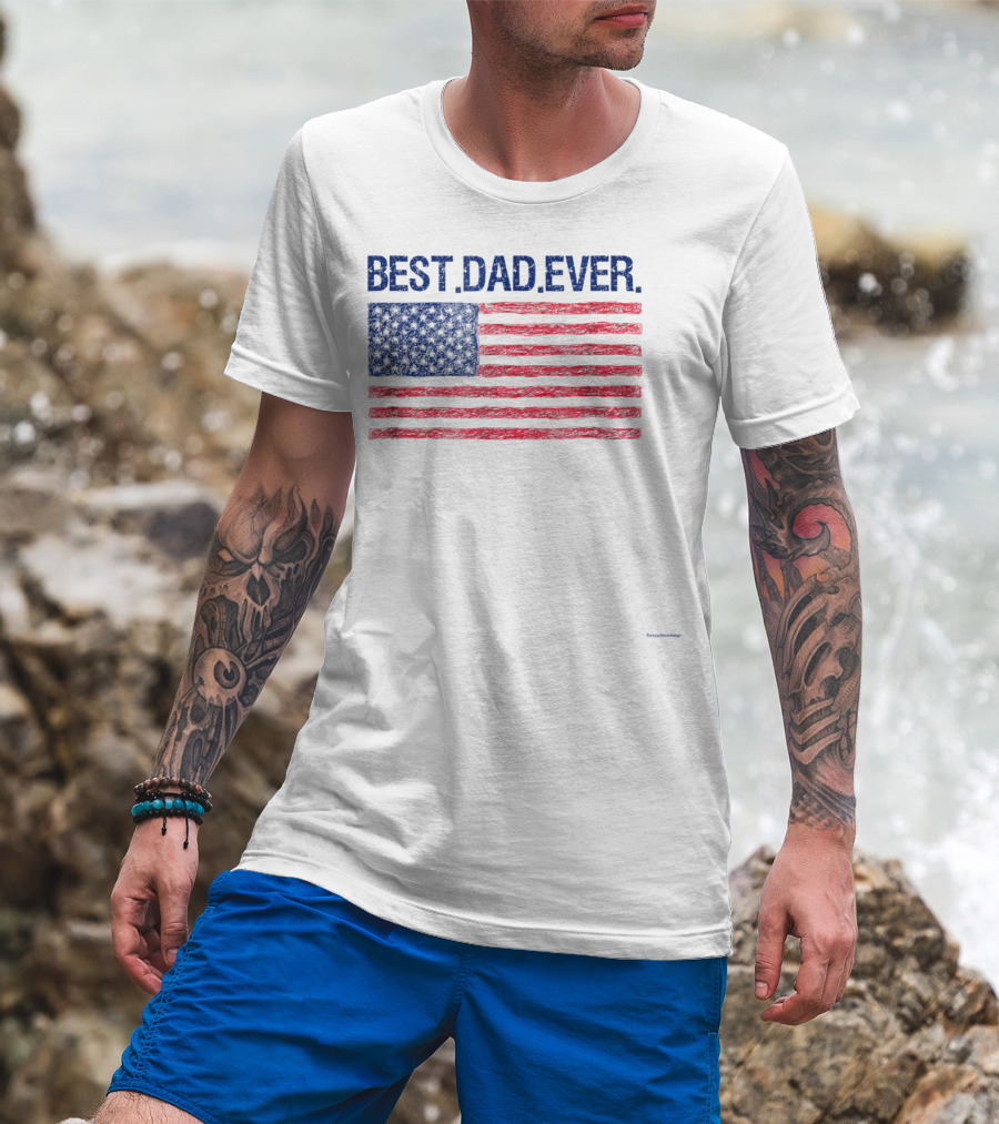Best Dad Ever Cool Premium American Flag T-Shirt