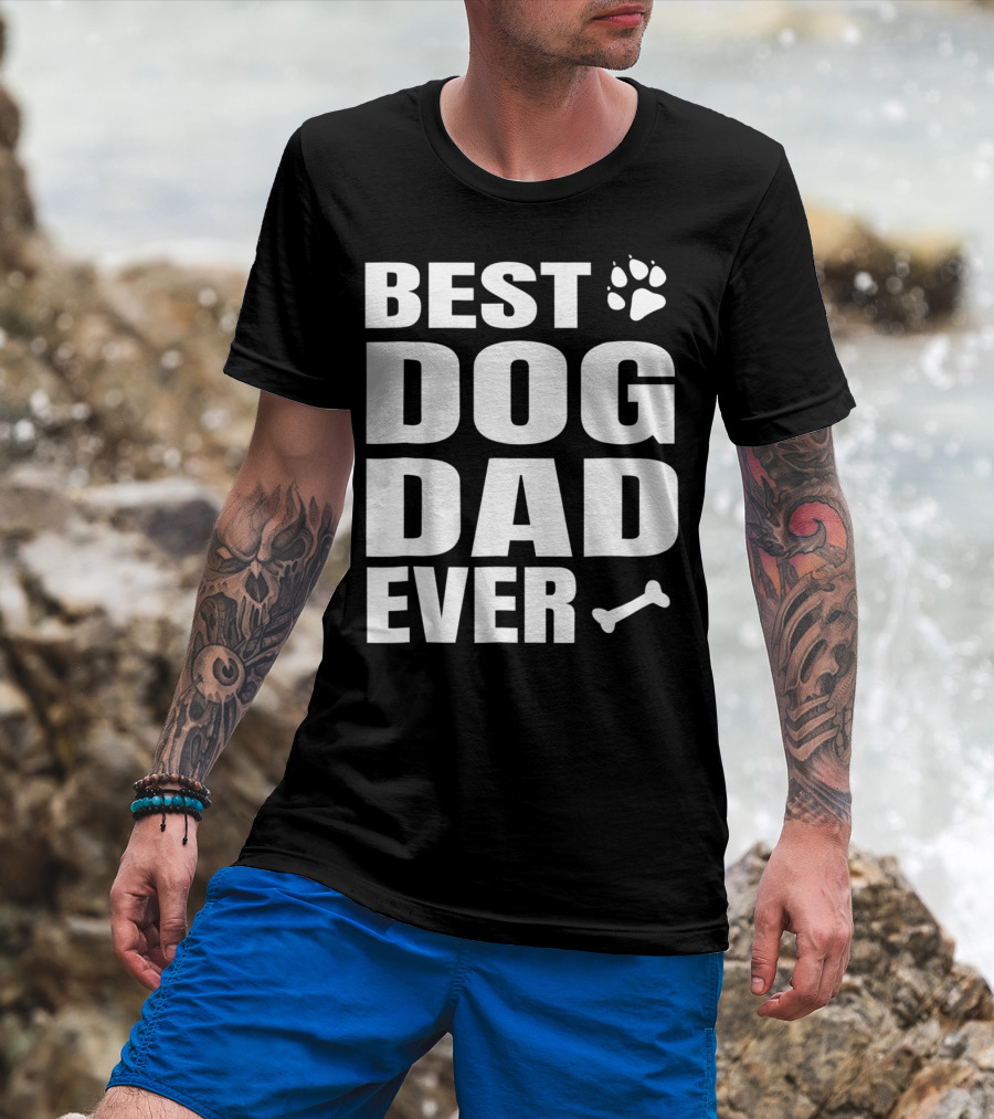 Best Dog Dad Ever Paw Bone Distressed Idea61 T-Shirt