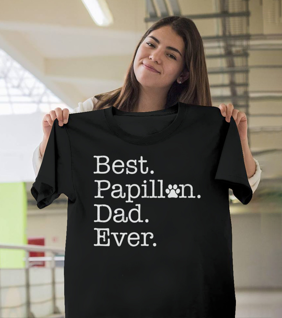 Best Papillon Dad Ever Paw Prints T-Shirt