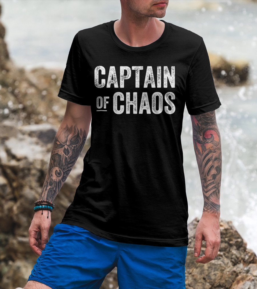 Captain Of Chaos Funny Dad Men Teacher92 T-Shirt