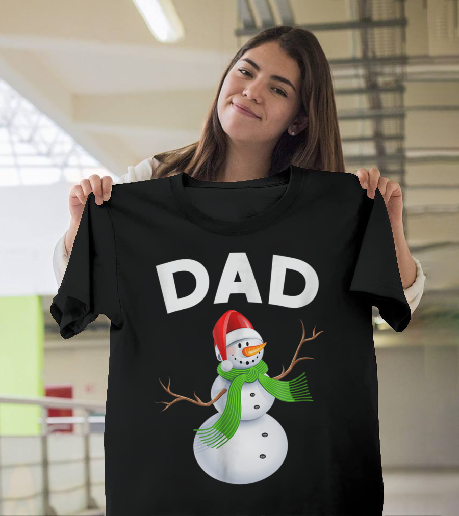 Dad Christmas Snowman Santa Hat Family T-Shirt