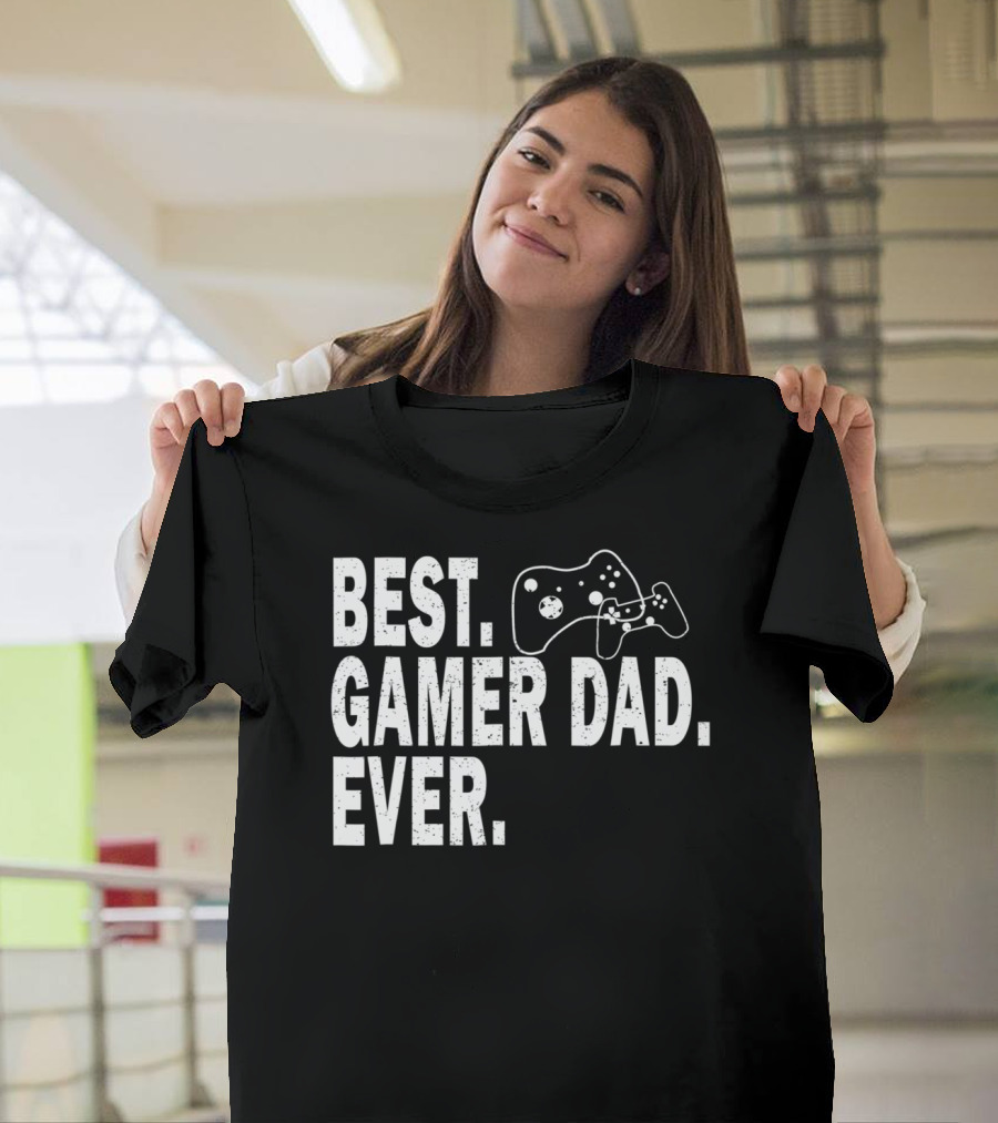 Best Gamer Dad Ever Funny Father Gaming Controller T-Shirt