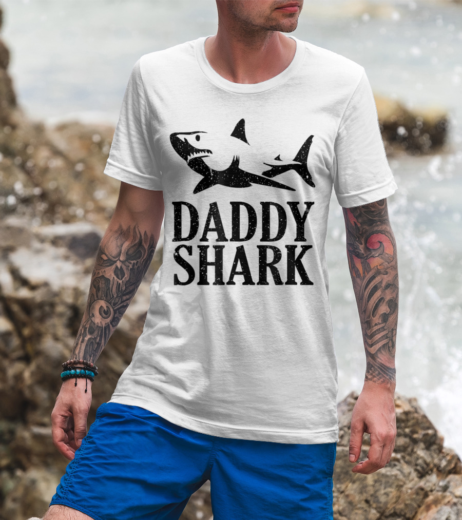 Daddy Shark Dad Of The Birthday Boy Daddy Shark T-Shirt