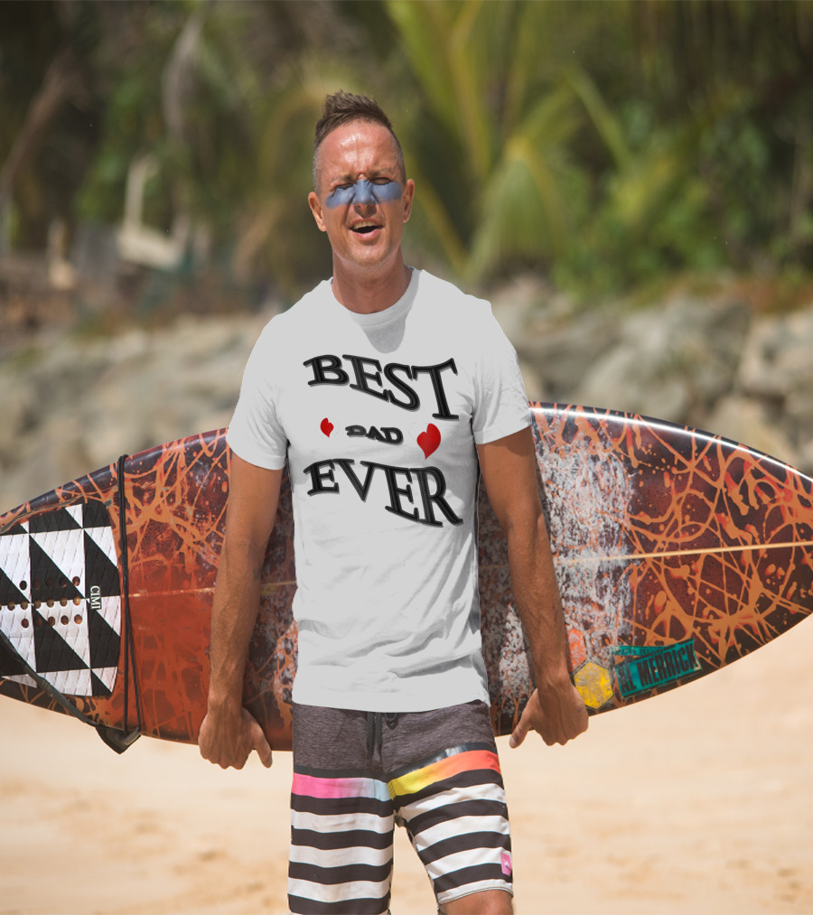 BEST DAD EVER Heart Design Bonus Sticker28 T-Shirt