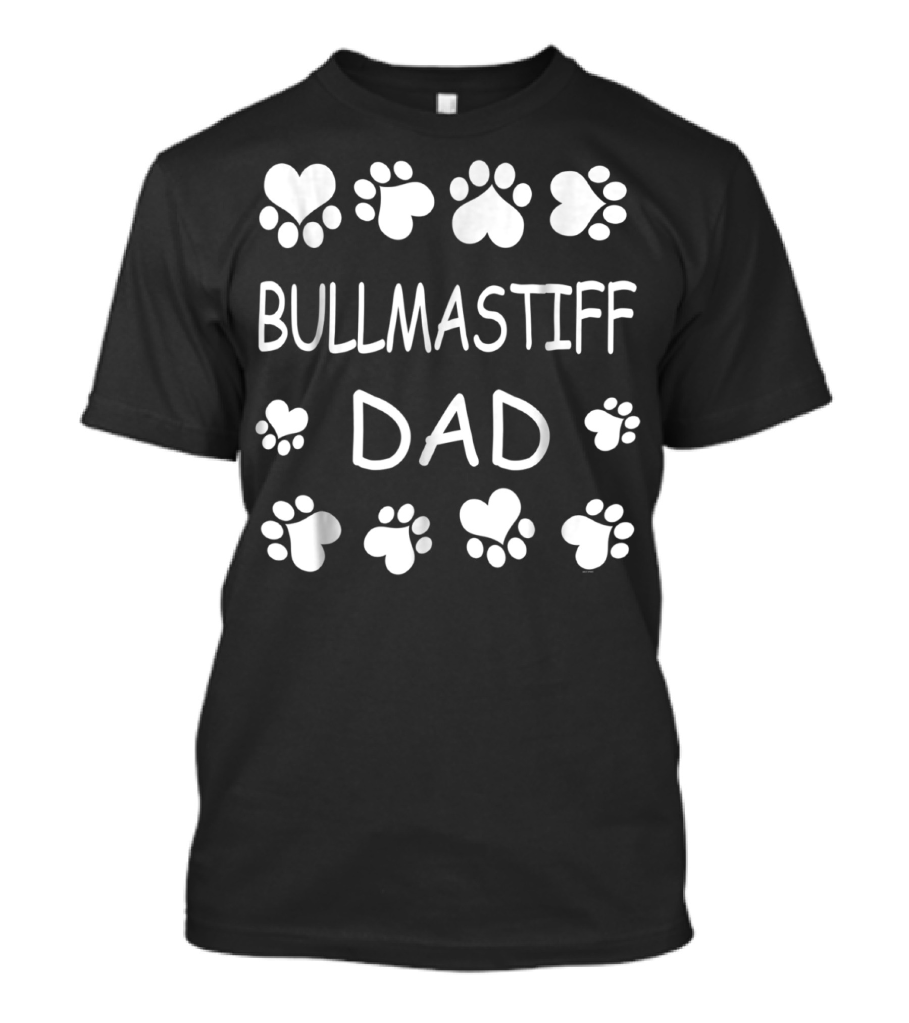Bullmastiff Dad Paw Print Heart Lovers For Christmas Birthday T-Shirt