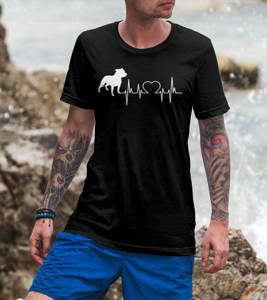 American Pit Bull Terrier Heartbeat Line T-Shirt