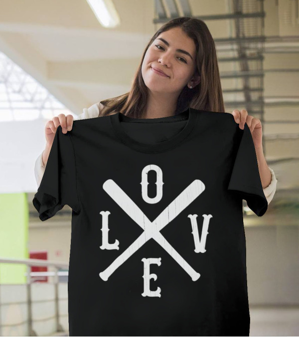 Love Baseball Softball Bat Vintage Crossed T-Shirt