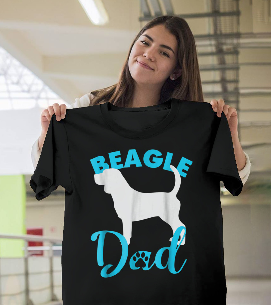 BEAGLE DAD Dog Silhouette Paw Prints T-Shirt