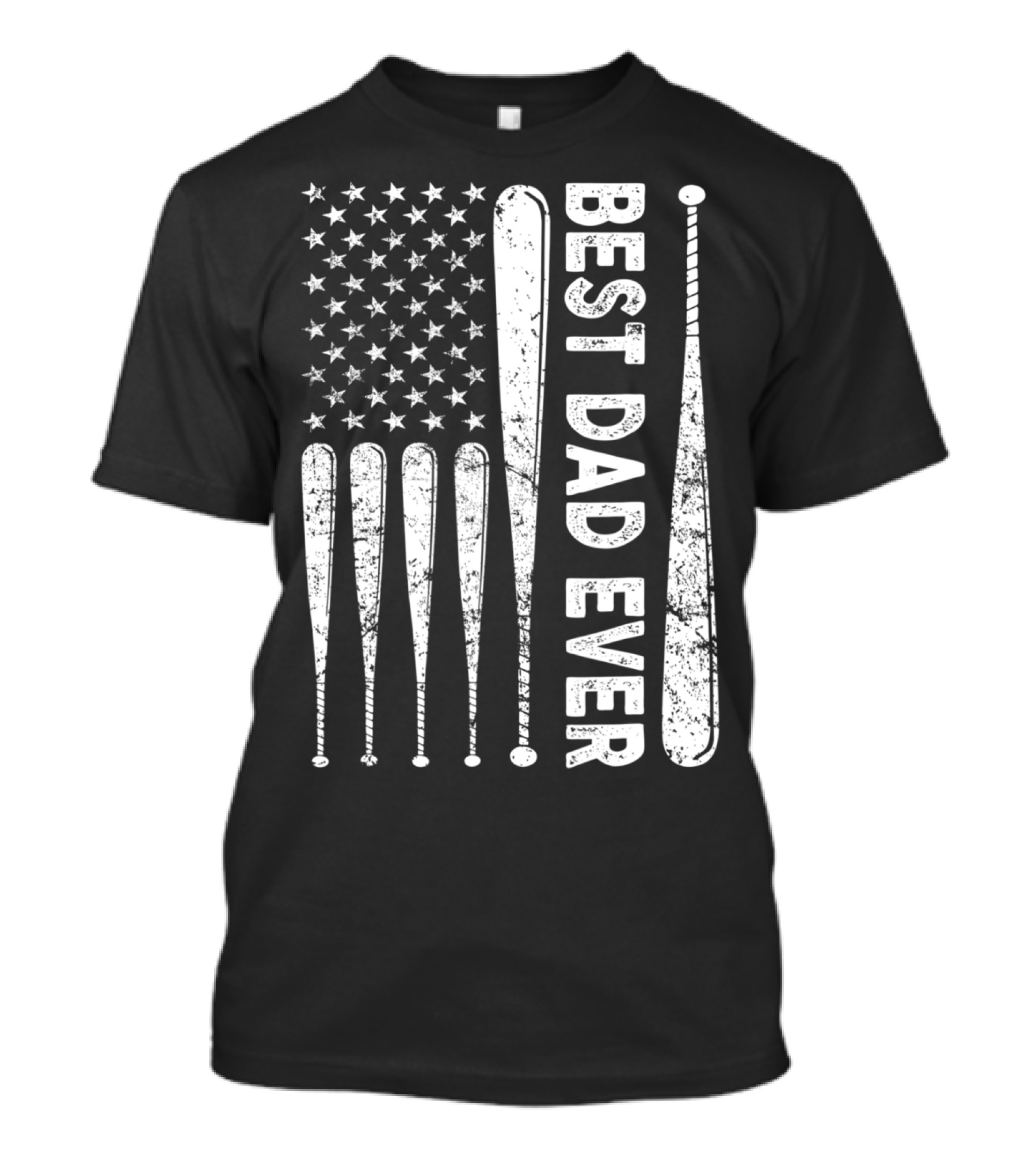 Best Dad Ever American Flag Baseball SoftballUSA T-Shirt