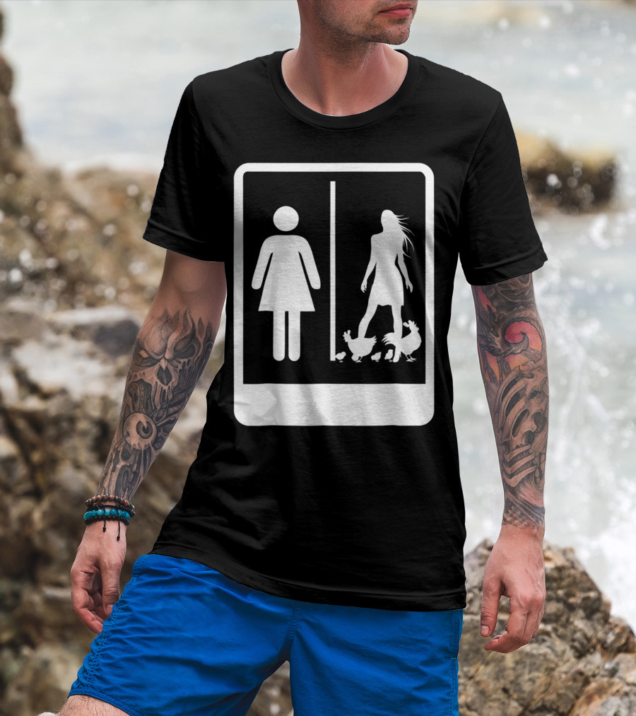 Chicken Dad Funny Rooster My Wife Farmers43 Silhouette Duo With Chickens T-Shirt