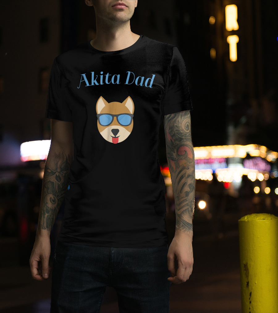 Akita Dad Sunglasses Dog Bark For Puppy Love And Fur Babies56 T-Shirt