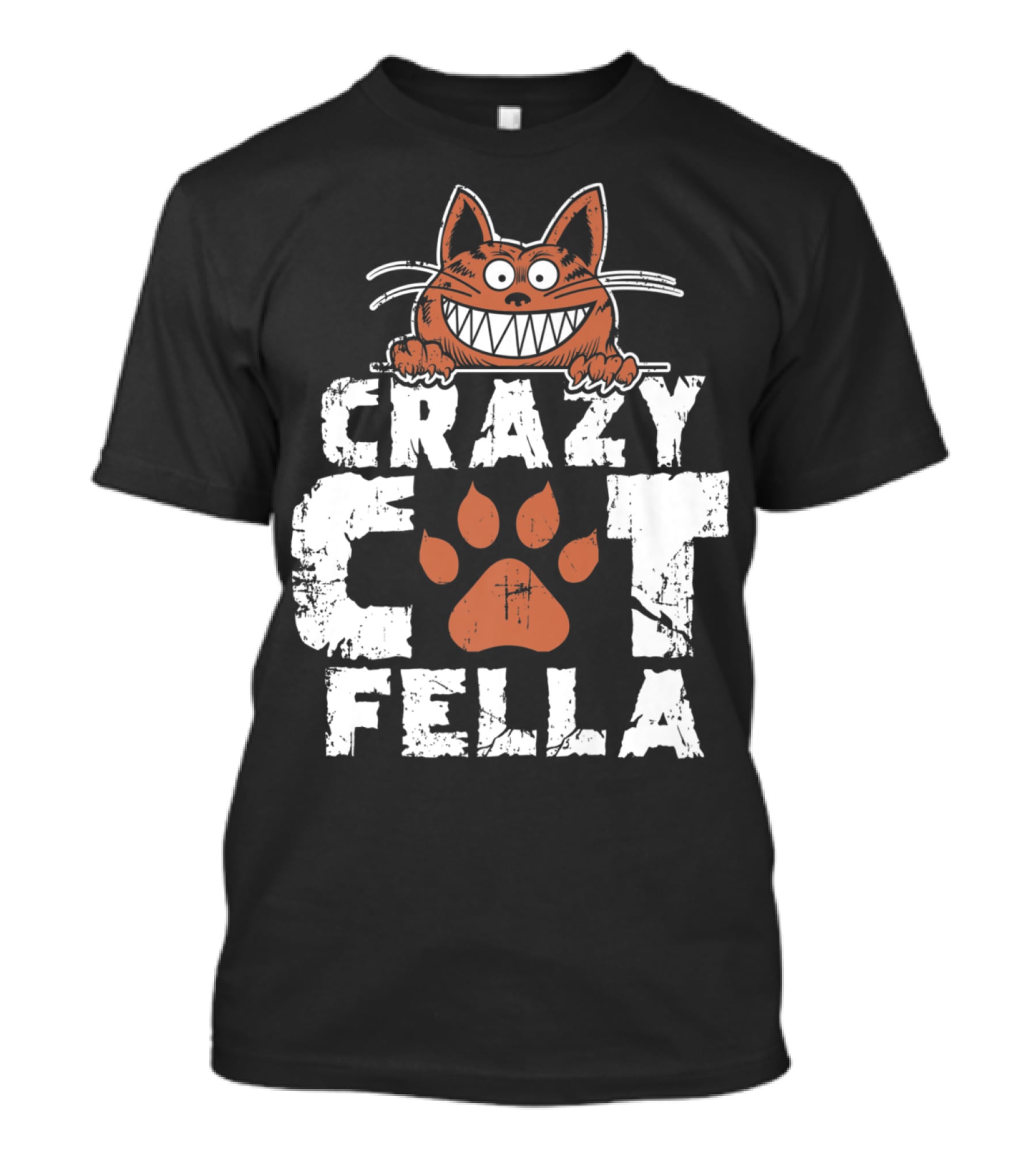 Crazy Cat Fella Funny Cat Lover Dad Pet Cheshire Grin T-Shirt