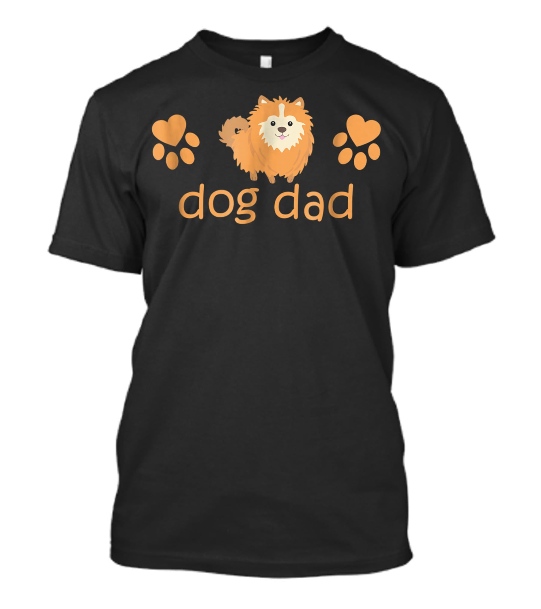Dog Dad Pomeranian Cute Funny Pom Lovers Paw Prints T-Shirt