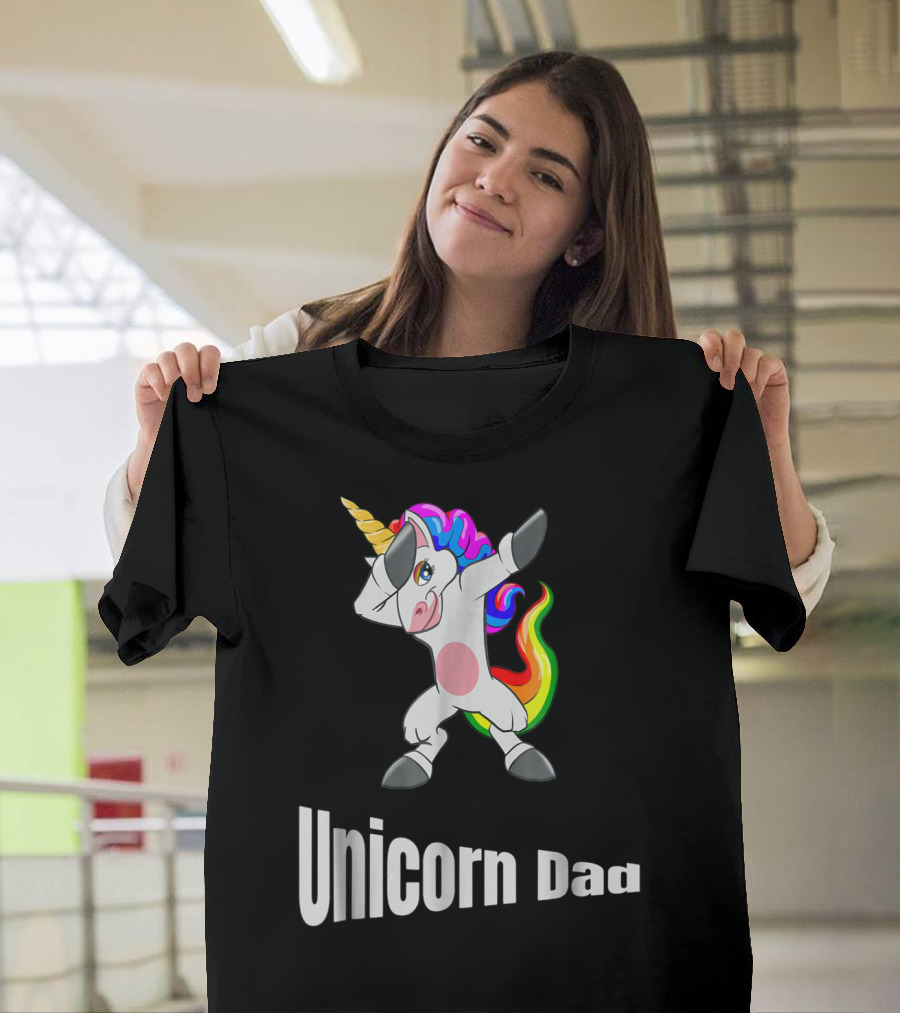 Dabbing Unicorn Dad Rainbow Birthday T-Shirt