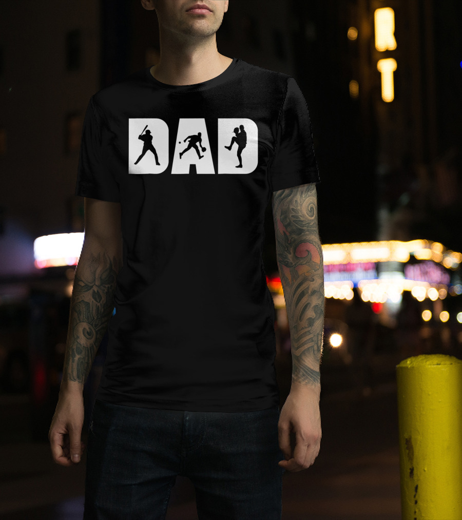 Dad Baseball Silhouettes Father's Birthday T-Shirt