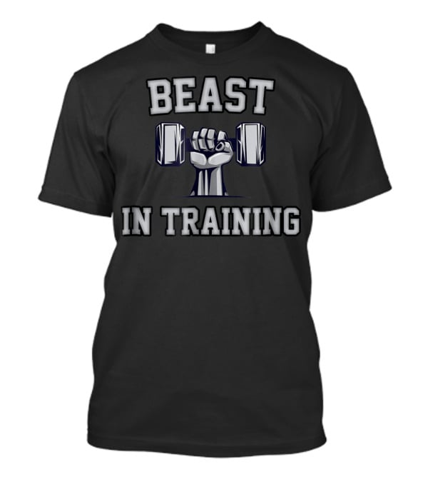 Beast In Training Dad Son Bodybuilder Workout Fist Dumbbell T-Shirt