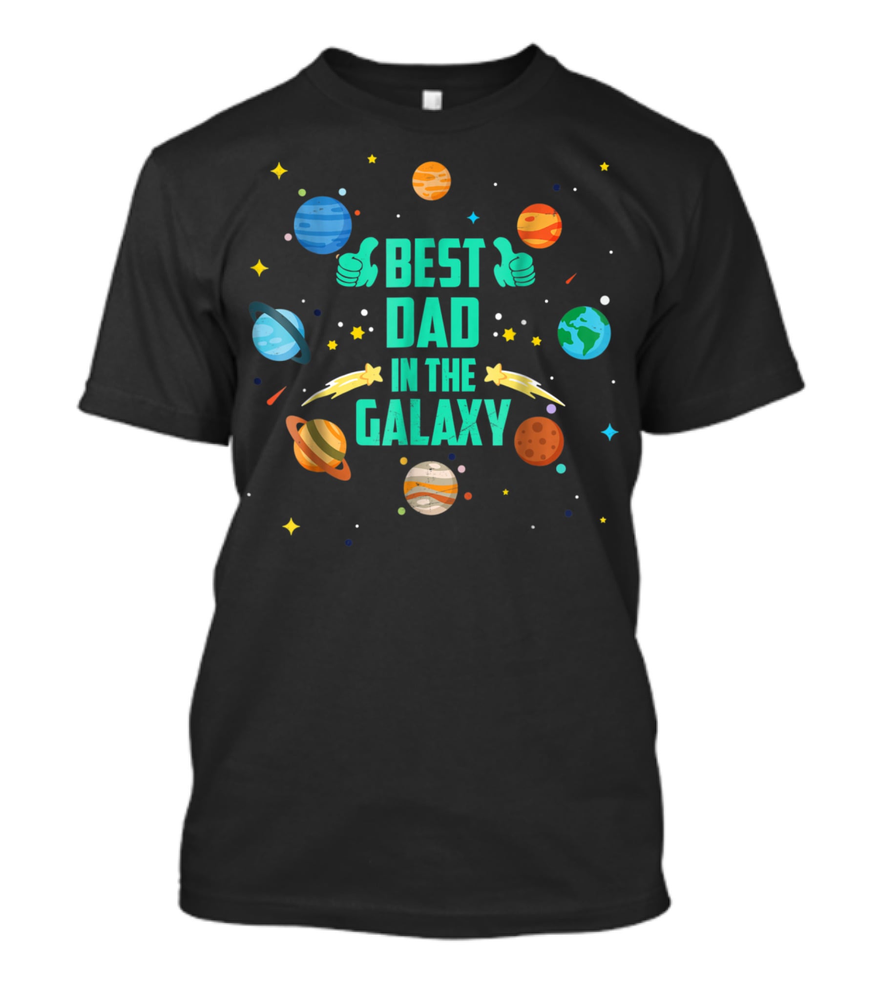 Best Dad In The Galaxy Planets And Stars T-Shirt