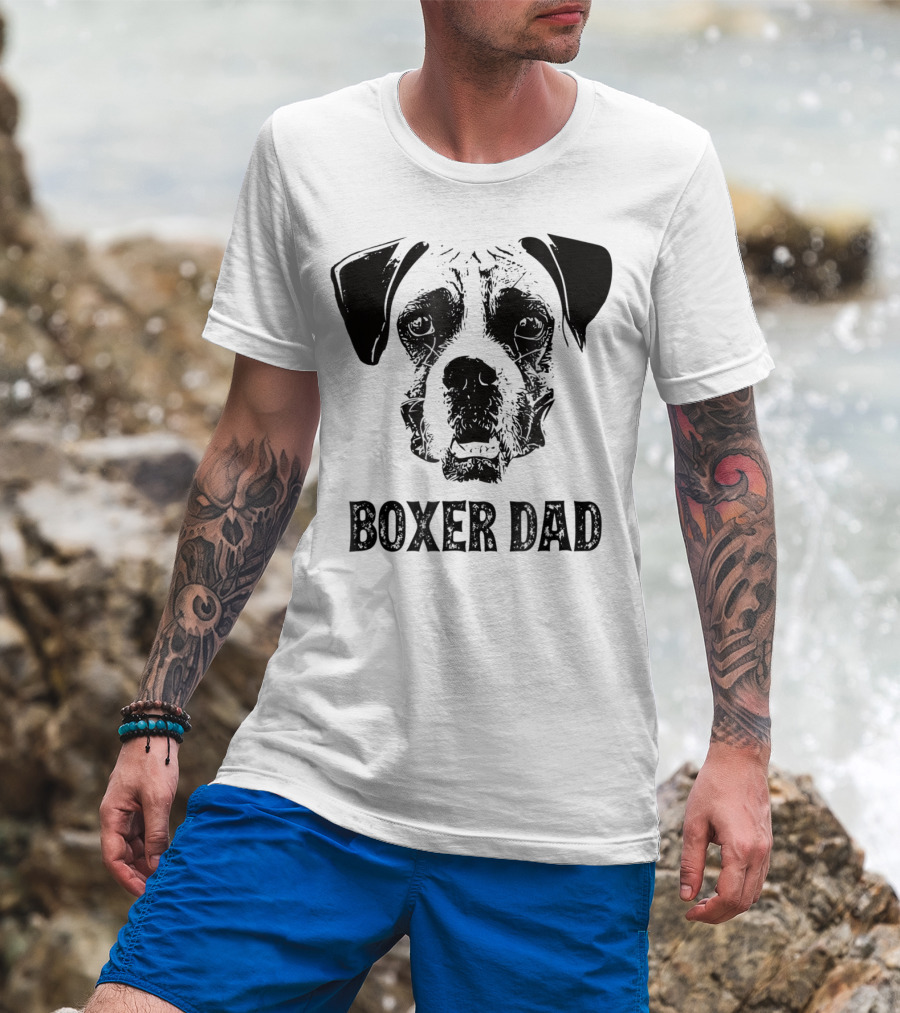Boxer Dog Dad Boxer Dad Face T-Shirt