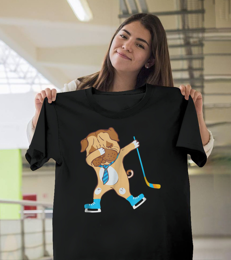 Dabbing Ice Hockey Dog Best Dad Ever Boys T-Shirt