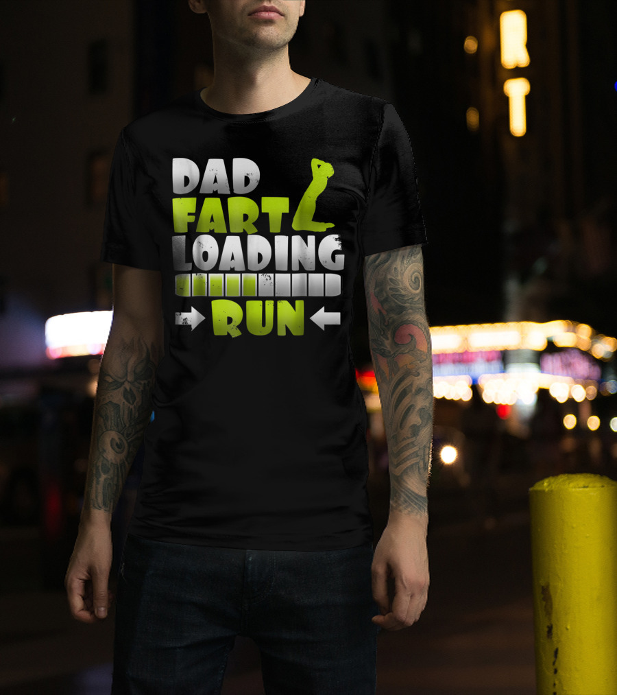 Dad Fart Loading Run Progress Bar Silhouette Arrows T-Shirt