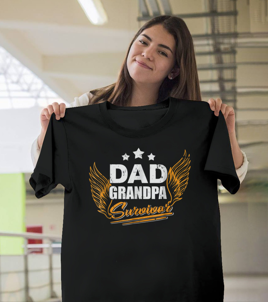 Dad Grandpa Survivor Wings Stars T-Shirt