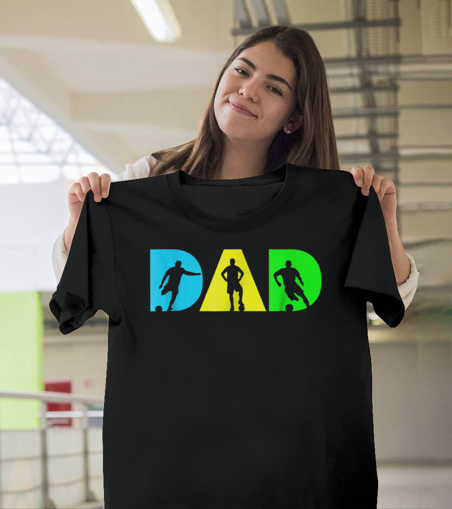 Dad Silhouettes Soccer Graphic for New Father Funny Dad Soccer T-Shirt