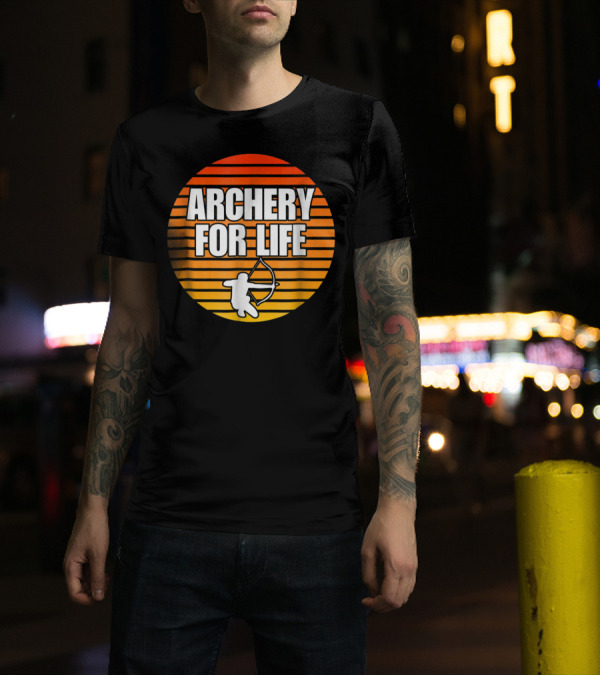 Archery For Life Sunset Silhouette Bow And Arrow T-Shirt