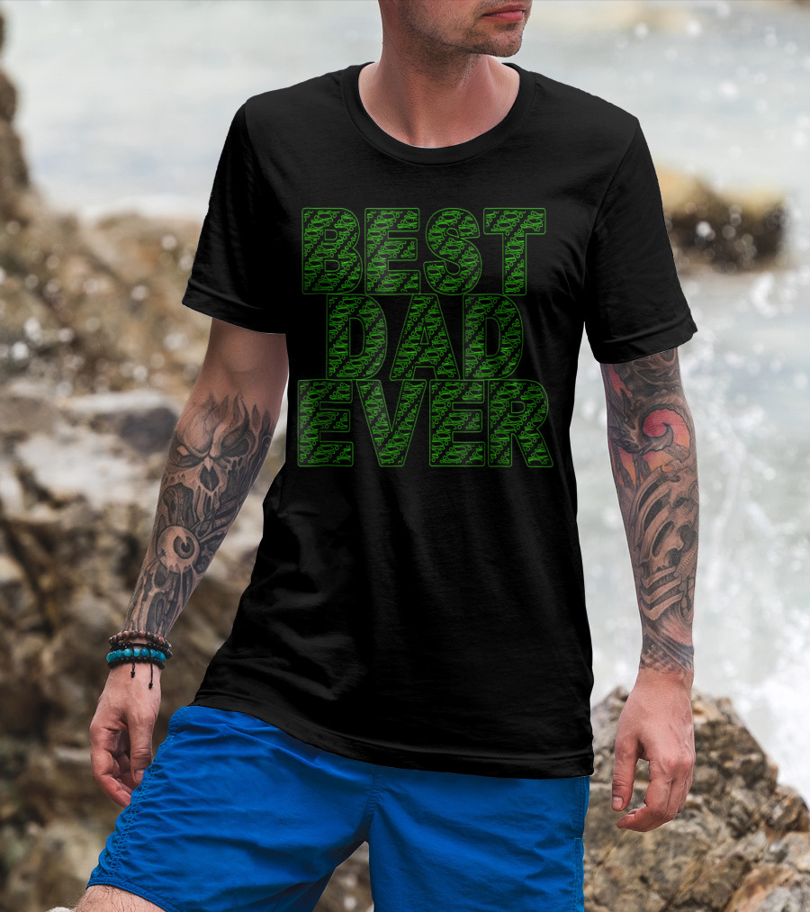 Best Dad Ever Green Circuit Pattern Tech T-Shirt