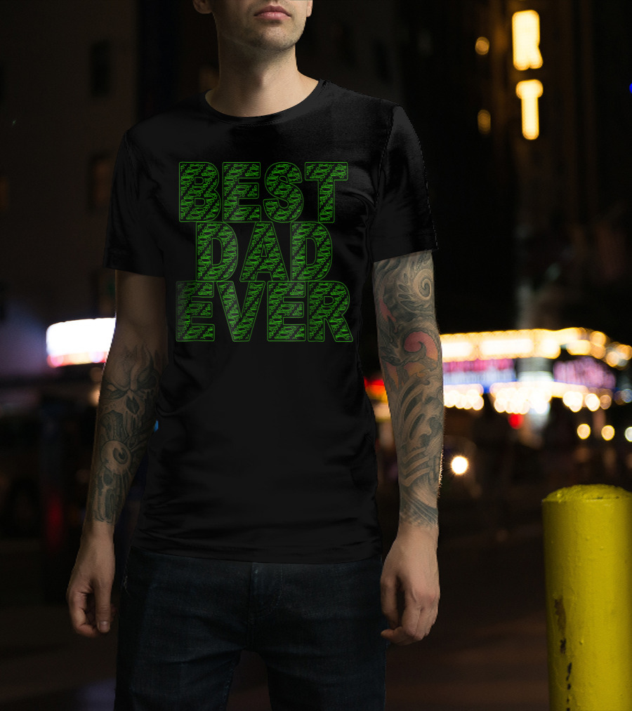 Best Dad Ever Green Circuit Pattern Tech T-Shirt