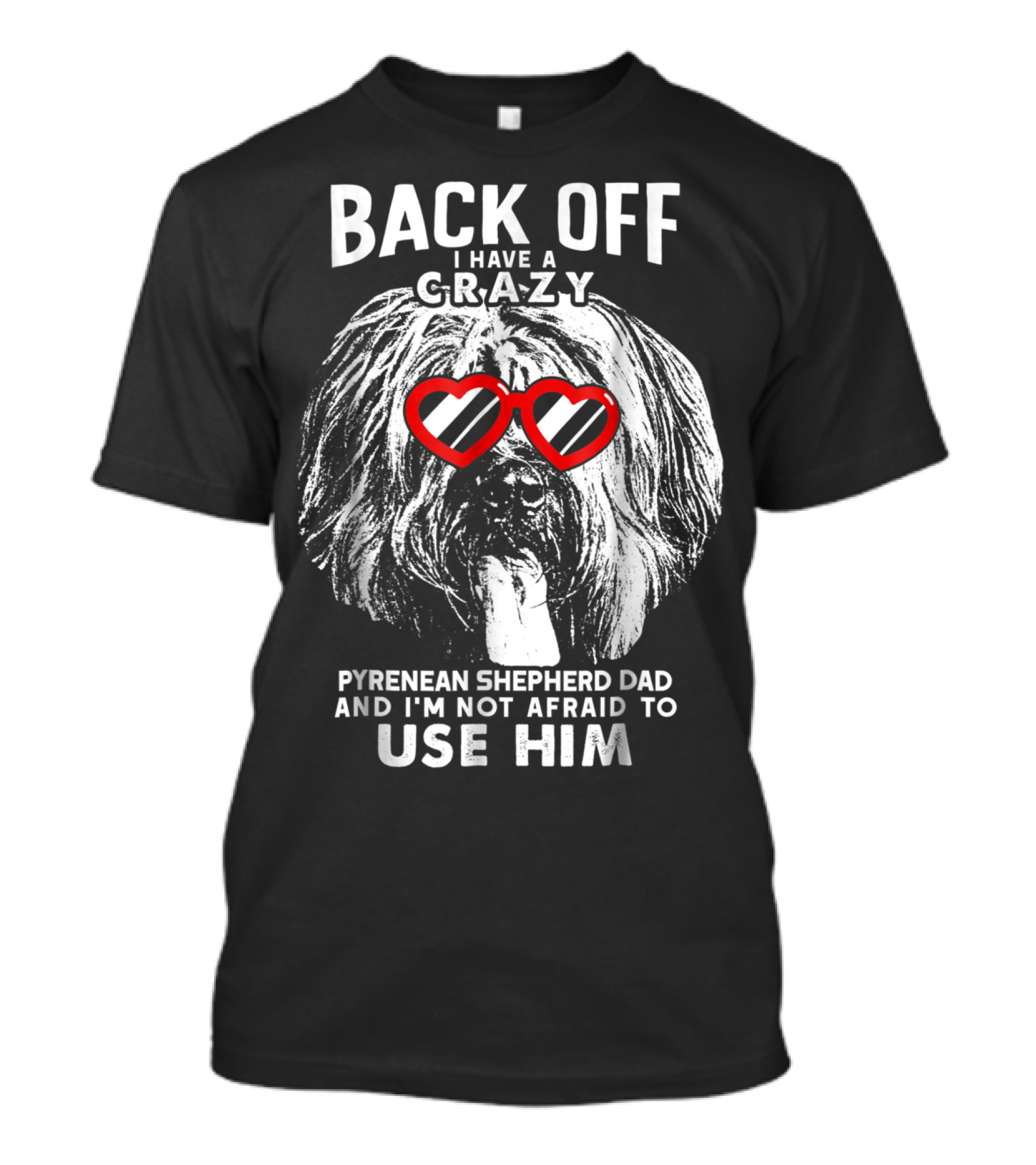 Back Off I Have A Crazy Pyrenean Shepherd Dad And I'm Not Afraid To Use Him T-Shirt