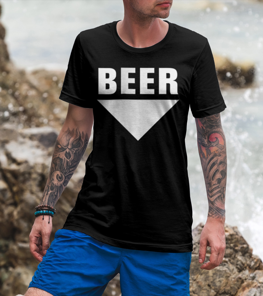 BEER Belly Arrow Label Expecting Joke T-Shirt