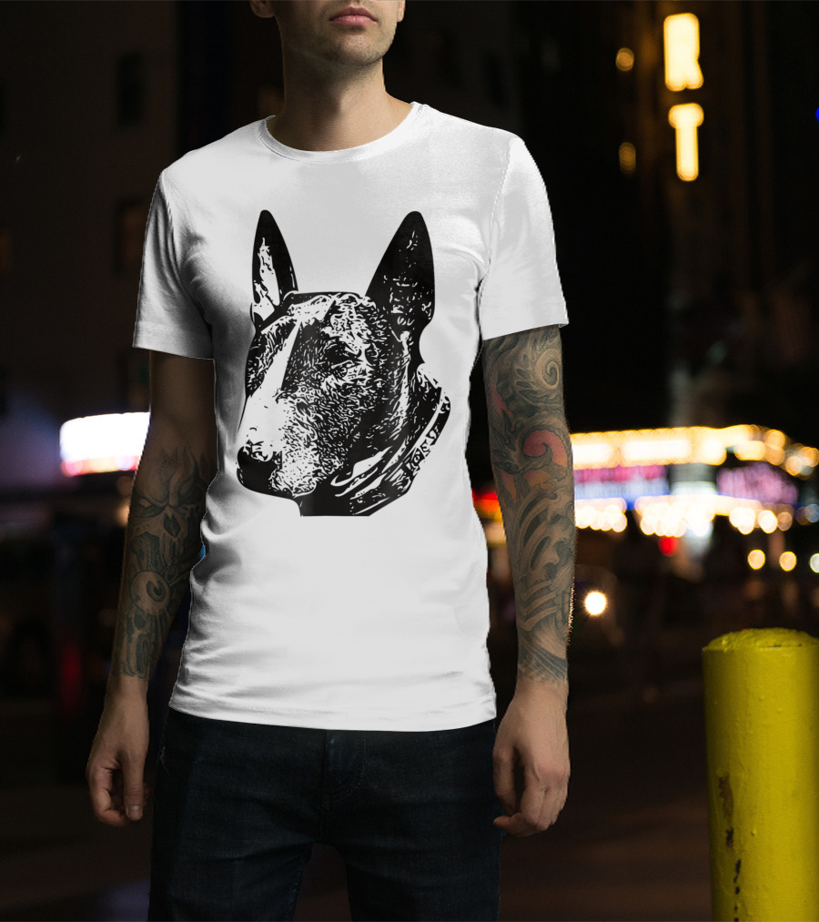 Brindle Bull Terrier Dog Mom Or Dad Head T-Shirt