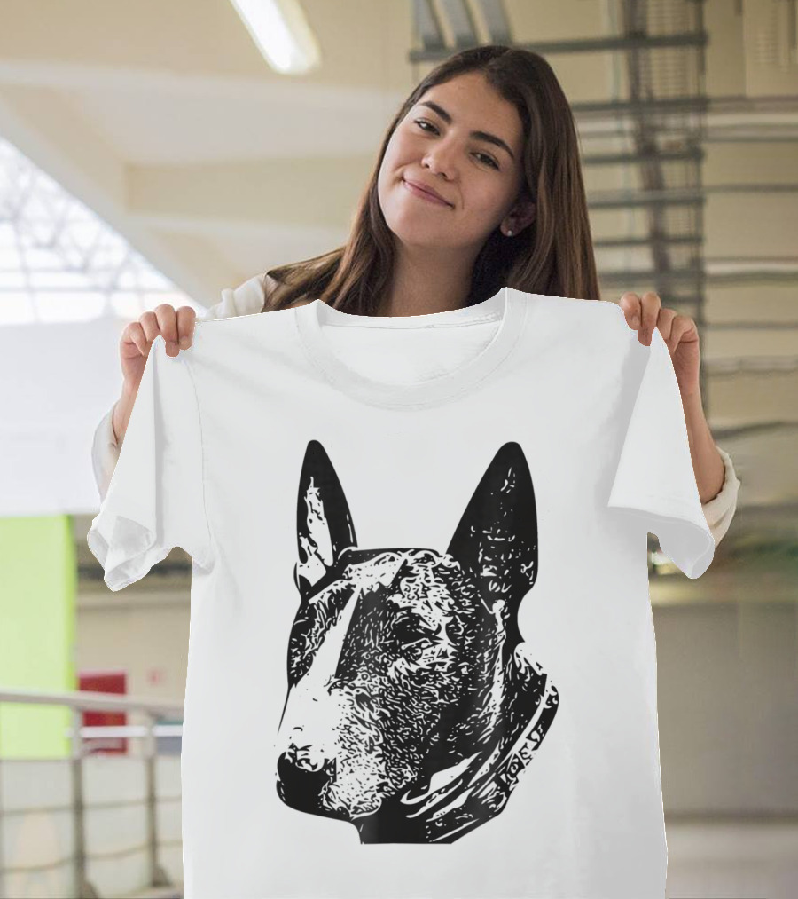 Brindle Bull Terrier Dog Mom Or Dad Head T-Shirt