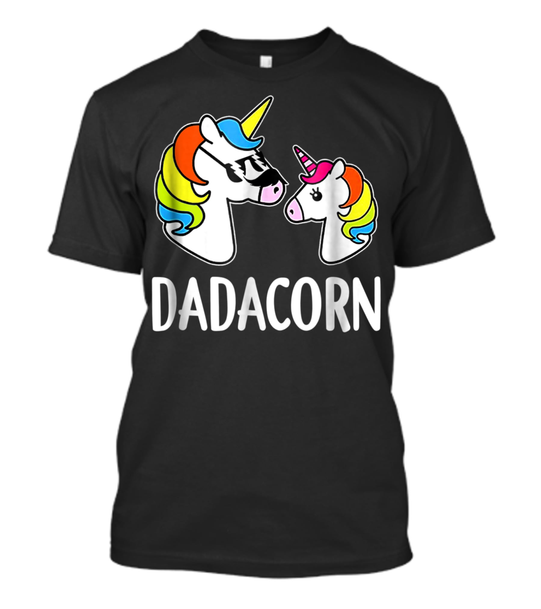 Dad Dadacorn With Baby Unicorn Rainbow Mane T-Shirt
